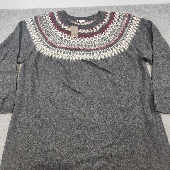 J Jill Sweater Dress Womens 3X Gray Fair Isle Knit Pullover Crewneck NWT NEW - Picture 5 of 16
